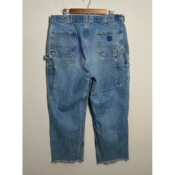Carhartt B73 DST Double Knee Denim Pants 38 X 30 Loose OG Fit Work Distressed - Picture 3 of 11